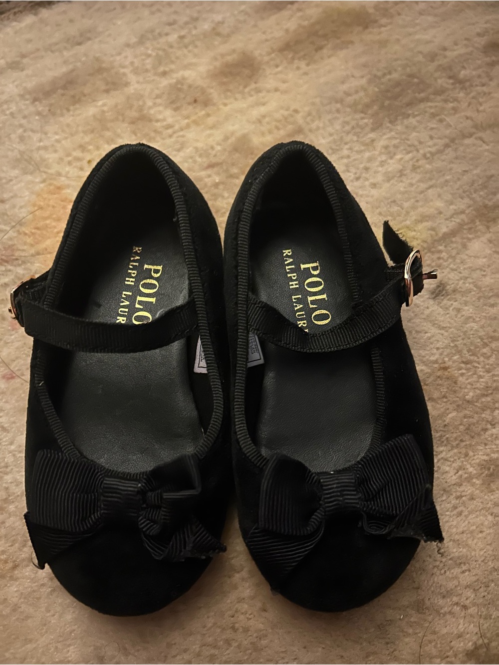 Polo by Ralph Lauren Black Girls' Mary Jane Bow Flats